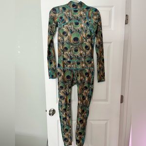 Long sleeve full peacock print swim suit for snorkeling/diving